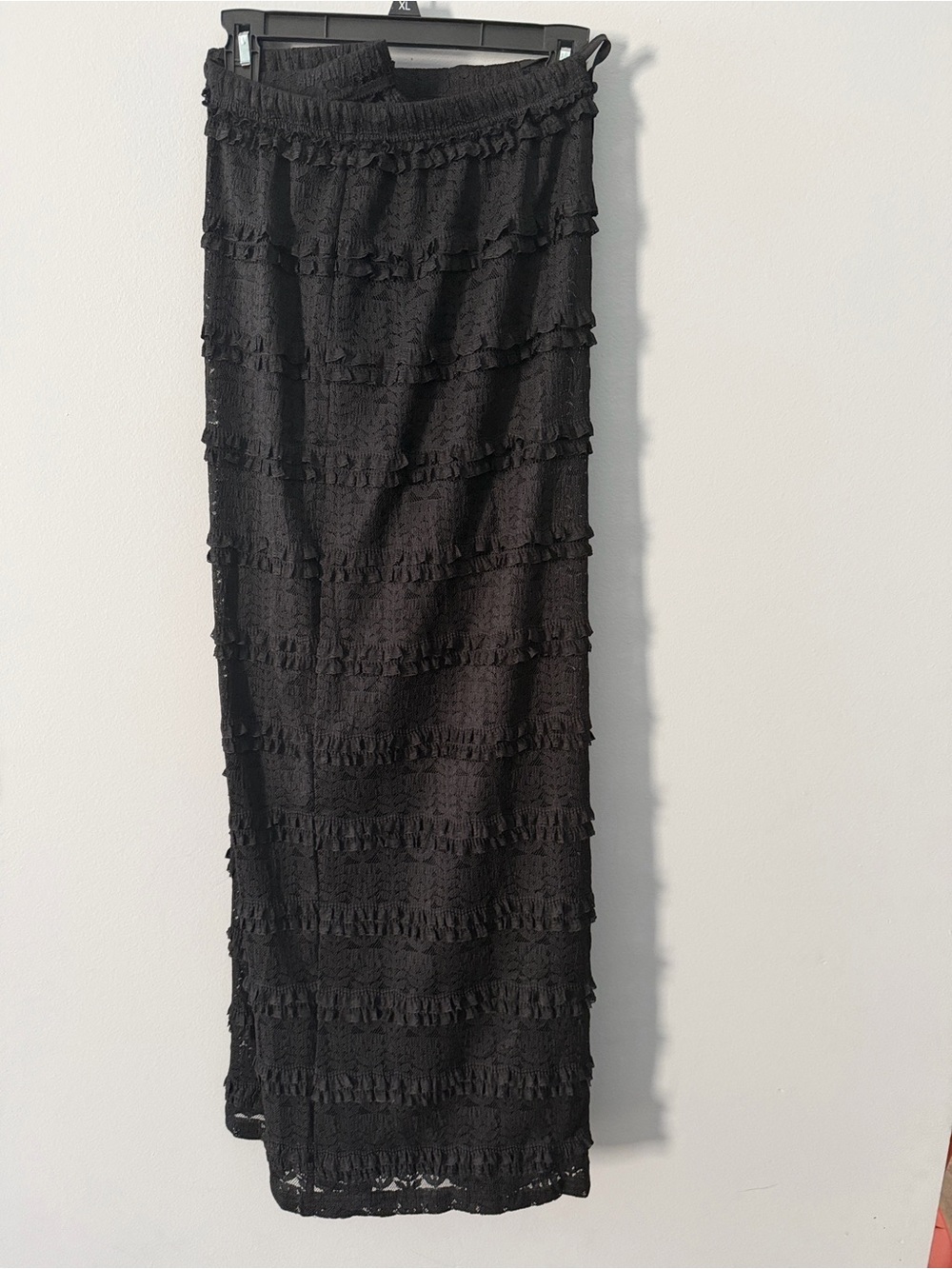 Black Ruffled Lace Cover Up Pants - Picture 2 of 2